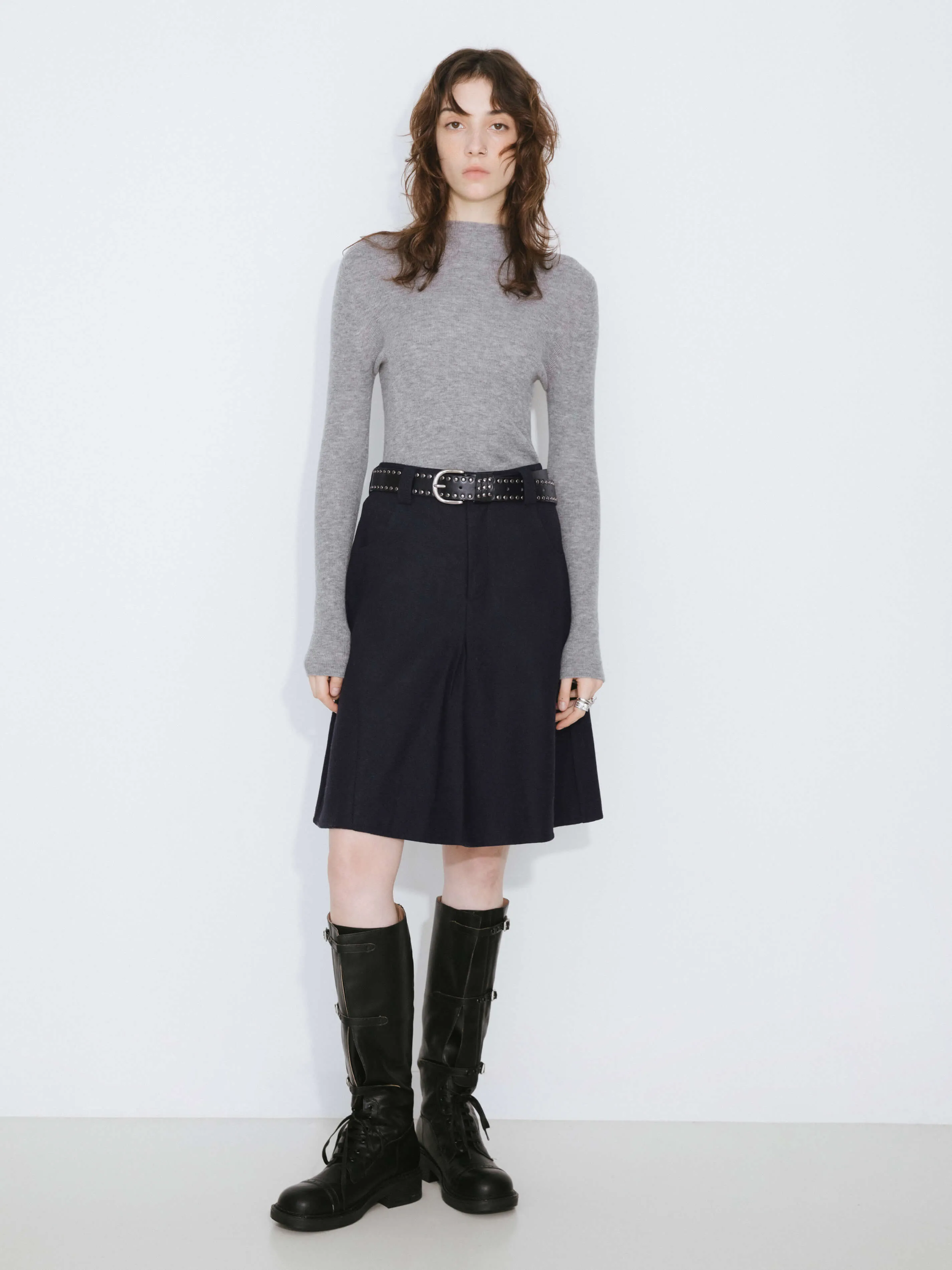 Wool Blend A-Line Skirt